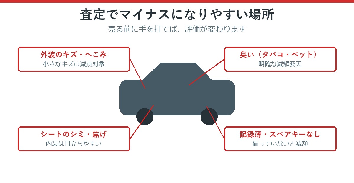 査定でマイナス評価になりやすい場所の図解